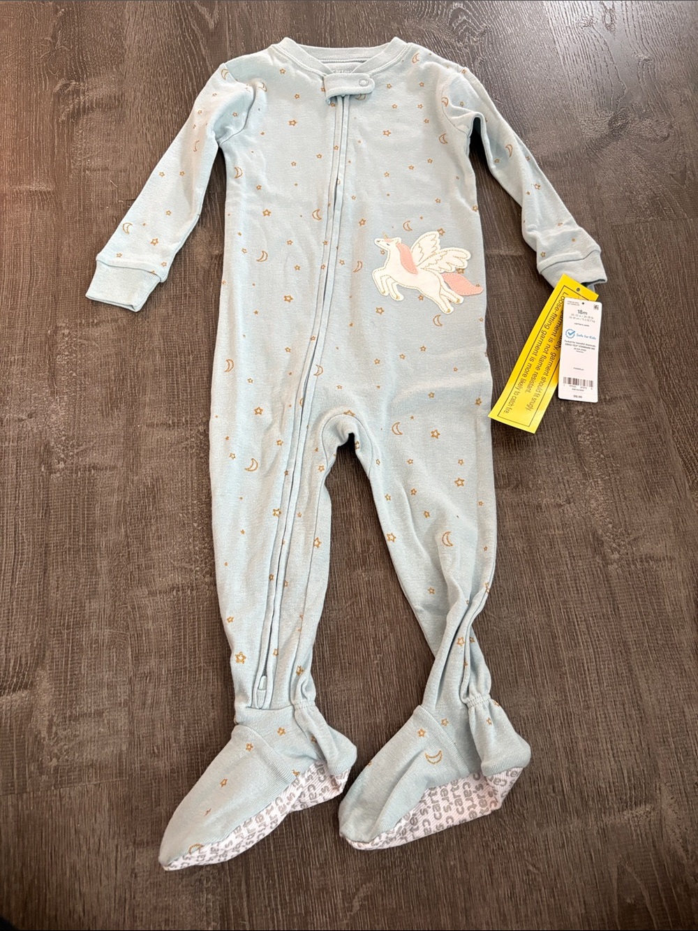 Blue Unicorn Footed One-Piece Pajamas - Kids
